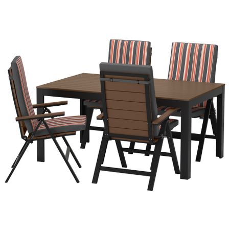 Стол + 4 кресла, для сада ФАЛЬСТЕР, черный, Экерон черный