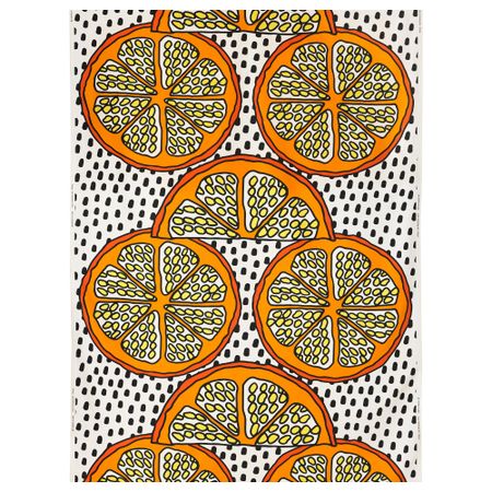 Ткань ОРАНГЕЛИЛЬЯ, оранжевый, белый/черный (150 см)