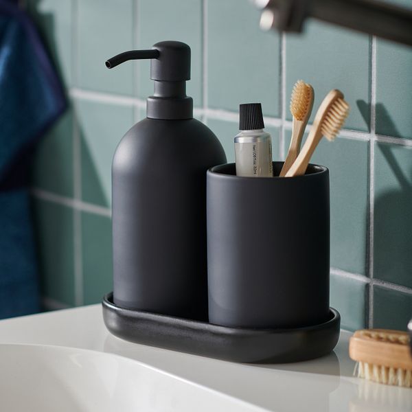 Набор для ванной, 3 предмета IKEA GANSJÖN ГАНШЁН 105.097.95 - схема-чертеж с размерами