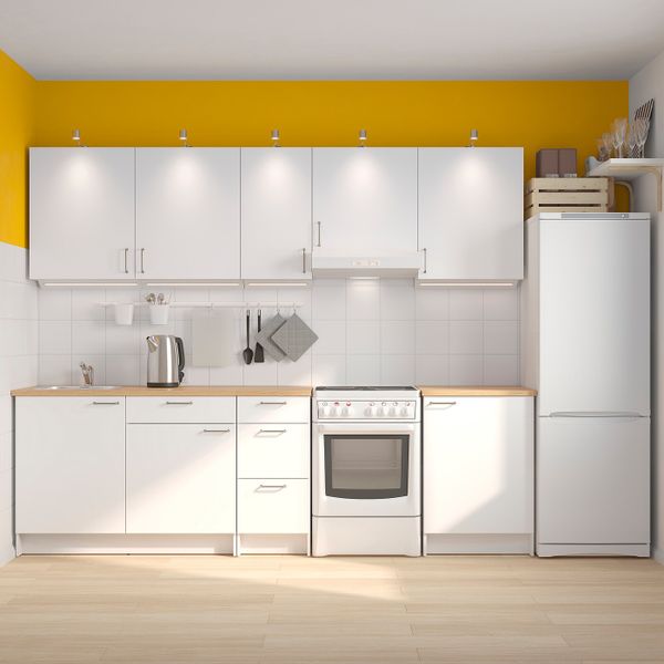 Кухня, белый 280x61x220 см IKEA KNOXHULT КНОКСХУЛЬТ 994.006.69 - схема-чертеж с размерами