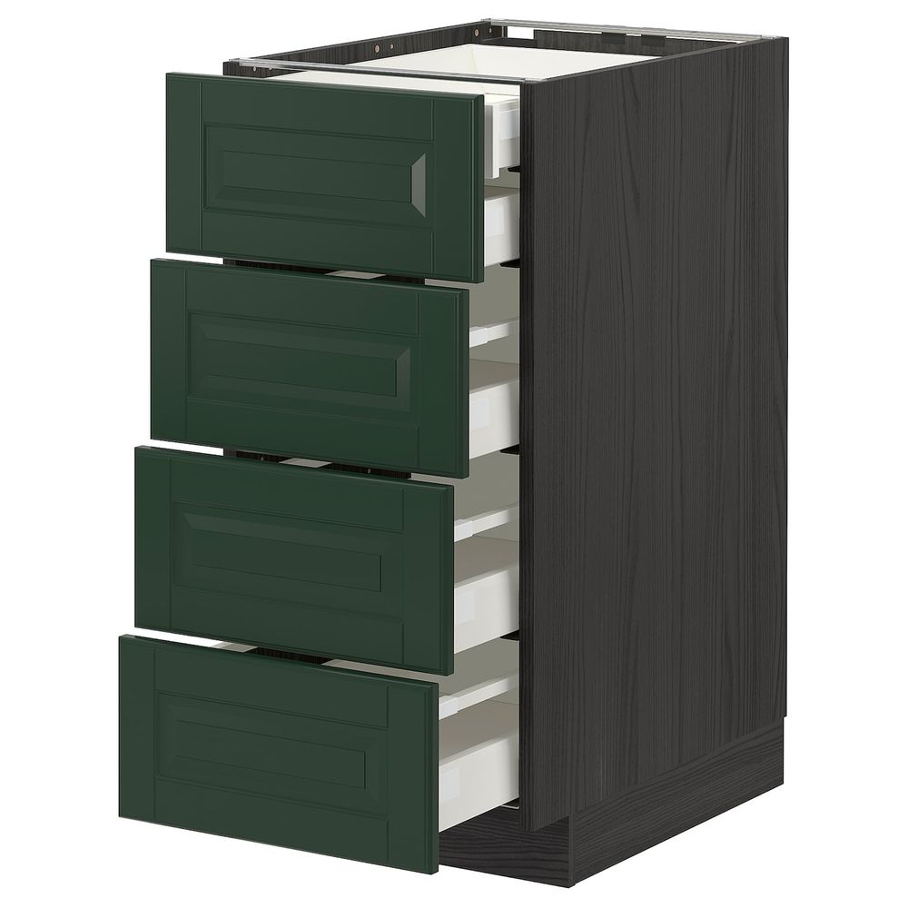 Напольный шкаф 4 фронтальных, 2 низких, 3 средних ящ, черный/Будбин темно-зеленый 40x60 см IKEA МЕТОД / МАКСИМЕРА 893.129.94 - схема-чертеж с размерами