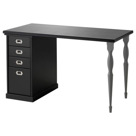 Стол с ящиками КЛИМПЕН / НИПЕН, черный, серый (120x60 см)