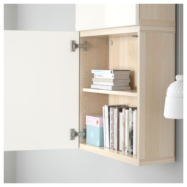 Навесной шкаф с 2 дверями БЕСТО, под беленый дуб, Сельсвикен глянцевый/белый (60x20x128 см) - схема-чертеж с размерами