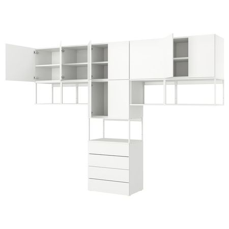 PLATSA Гардероб с 9 дверями/4 ящиками - белый/Fonnes белый 340x42x241 см