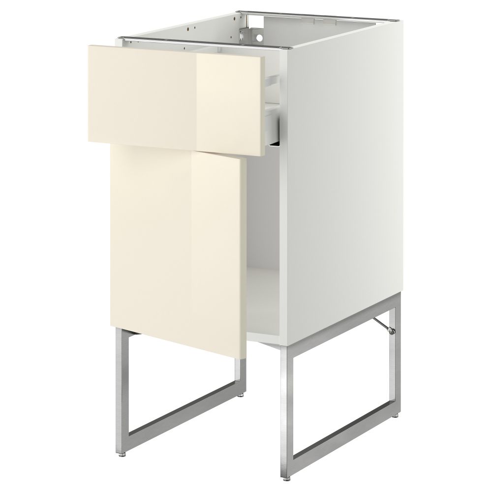 Напольный шкаф с ящиком, дверью МЕТОД / МАКСИМЕРА, белый, Рингульт кремовый - схема-чертеж с размерами