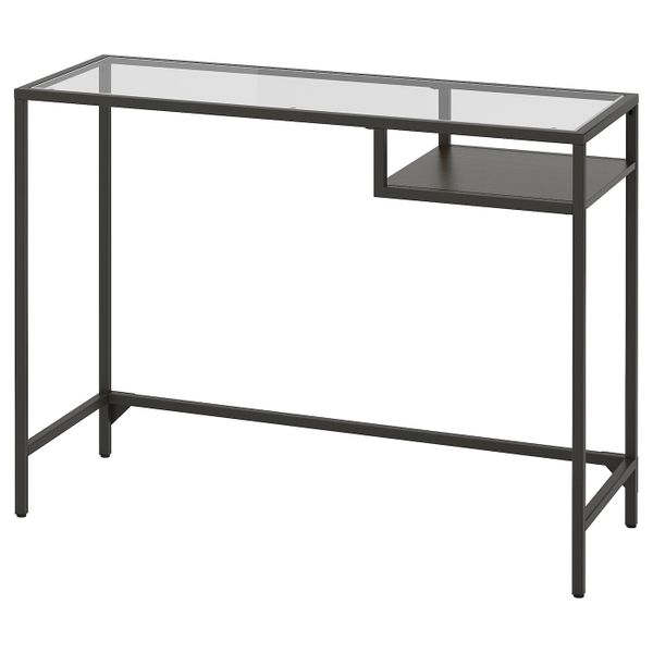 Стол для/ноутбука, черно-коричневый/стекло 100x36 см IKEA VITTSJÖ ВИТШЁ 703.850.18 - фото 1