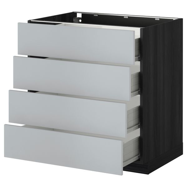 Напольный шкаф 4 фронтальных панели, 4 ящика МЕТОД / ФОРВАРА, черный, Веддинге серый - схема-чертеж с размерами