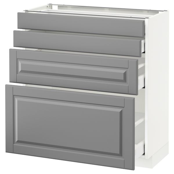 Напольный шкаф 4 фронтальных панели, 4 ящика МЕТОД / МАКСИМЕРА, белый, Будбин серый - схема-чертеж с размерами