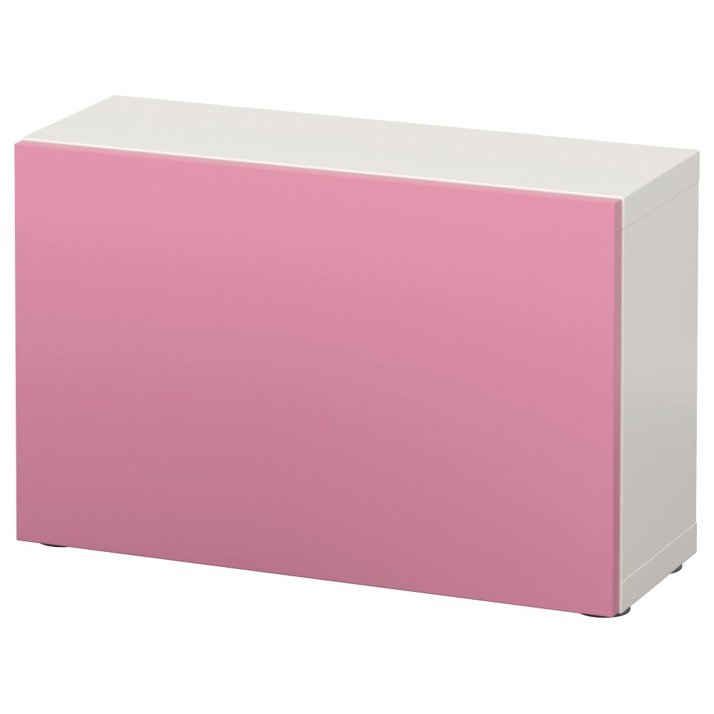 Стеллаж с дверью БЕСТО, белый, Лаппвикен розовый (60x20x38 см) - схема-чертеж с размерами