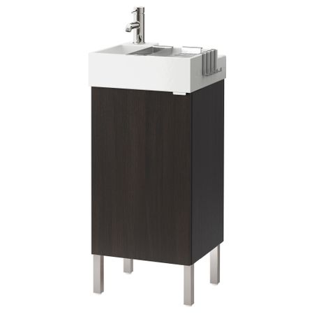 Шкаф под раковину с 1 дверцей ЛИЛЛОНГЕН, черно-коричневый (40x41x92 см)