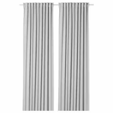 MAJGULL Затемняющие гардины, 2 шт. - светло-серый/с лентой 145x300 см