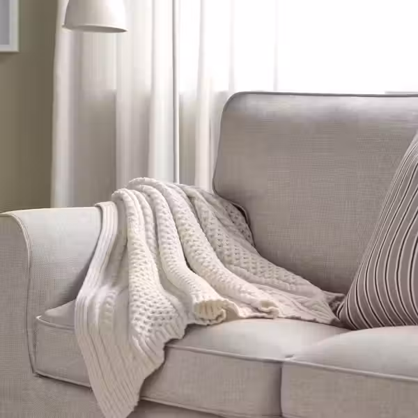 SÖRBYSKOGEN СОРБЮСКОГЕН Плед - белый с оттенком 130x170 см - схема-чертеж с размерами