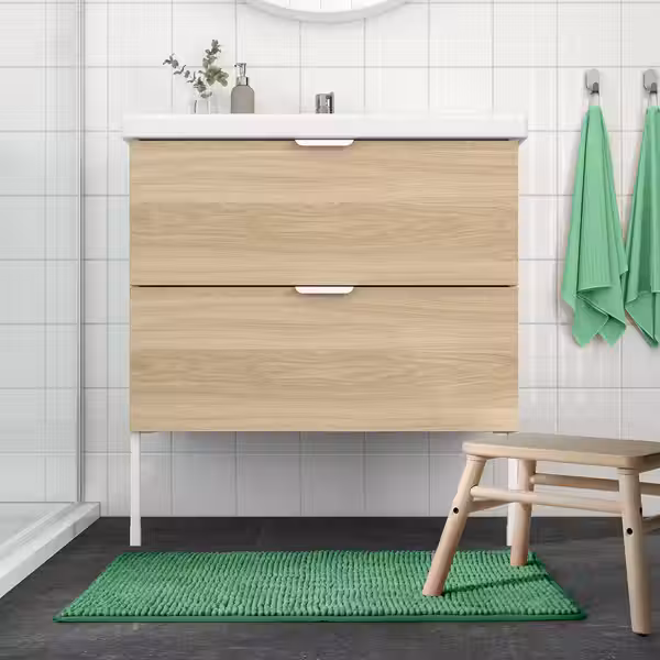 TOFTBO Коврик для ванной - светло-зеленый 50x80 см - схема-чертеж с размерами