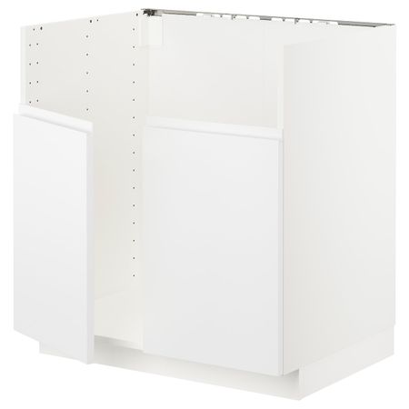 Шкаф для двойной мойки БРЕДШЁН, белый/Воксторп матовый белый 80x60 см IKEA METOD МЕТОД 894.473.99