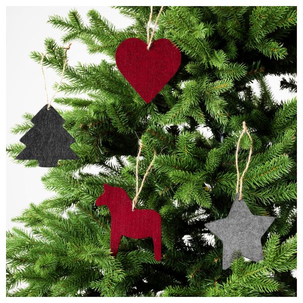 Подвесные украшения, 4 предм., фетр красный/серый IKEA VINTER 2021 ВИНТЕР 2021 204.989.75 - схема-чертеж с размерами