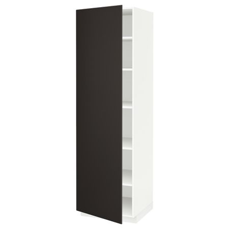 Высокий шкаф с полками, белый/Кунгсбакка антрацит 60x60x200 см IKEA METOD МЕТОД 094.445.97
