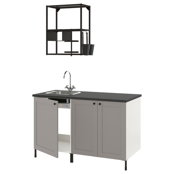 Кухня, 143x63.5x222 см, антрацит/серый каркас IKEA ENHET 393.372.56 - фото 1
