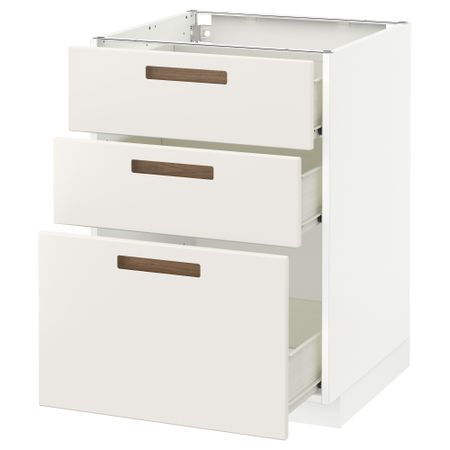 Напольный шкаф с 3 ящиками МЕТОД / ФОРВАРА, белый, Мэрста белый