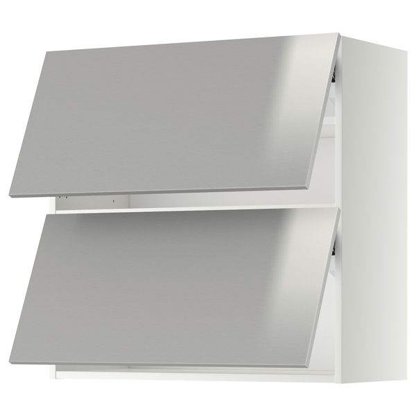 Навесной шкаф, 2 дверцы, горизонтальный МЕТОД, белый, Гревста нержавеющ сталь - схема-чертеж с размерами
