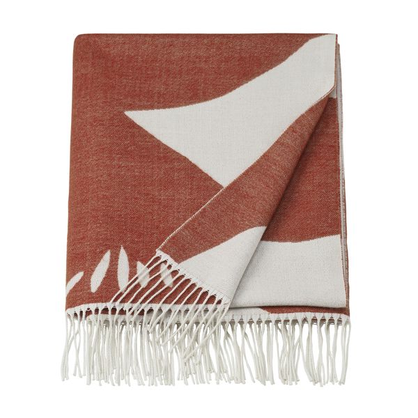 Плед, оранжевый, цветочный орнамент, 130x170 см IKEA HYLSNEJLIKA 206.080.40 - фото 1