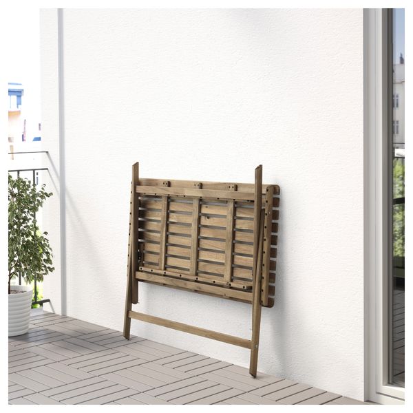 Садовый стол АСКХОЛЬМЕН, складной серо-коричневая морилка (112x62 см) - фото 2