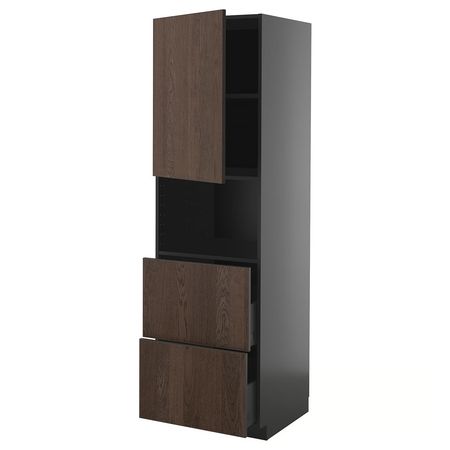 METOD / KNIVSHULT Высокий шкаф д/СВЧ/дверца/2ящика