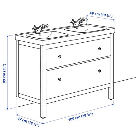 Шкаф для раковины с 2 ящ, белый/РУНШЕР смеситель 103x49x89 см IKEA HEMNES ХЕМНЭС / ODENSVIK ОДЕНСВИК 992.934.81