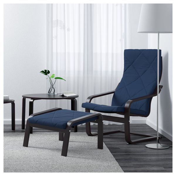 Кресло ПОЭНГ, черно-коричневый, Эдум темно-синий - фото 2