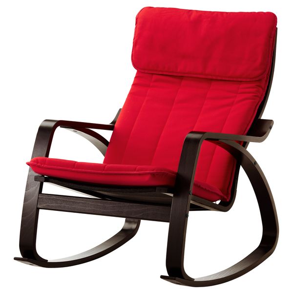 Кресло-качалка ПОЭНГ, черно-коричневый, Ранста красный - фото 1