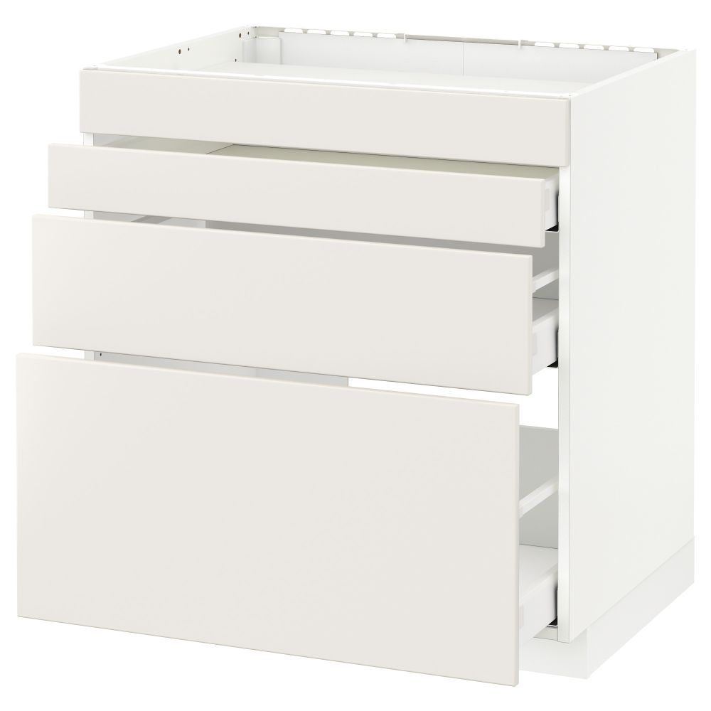 Напольный шкаф для духовки, 4фасада, 3 ящика МЕТОД / МАКСИМЕРА, белый, Веддинге белый - схема-чертеж с размерами