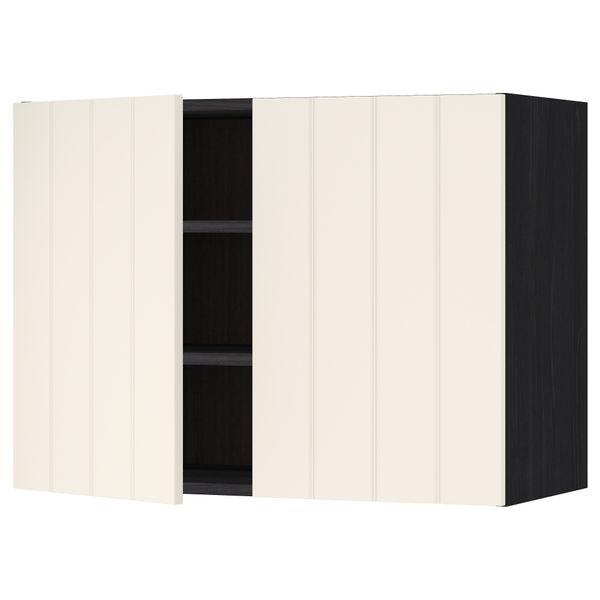 Навесной шкаф с полками, 2 дверцы МЕТОД, черный, Хитарп белый с оттенком - схема-чертеж с размерами