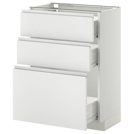 Напольный шкаф с 3 ящиками МЕТОД / ФОРВАРА, белый, Нодста белый