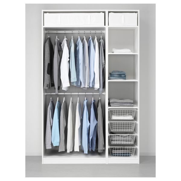 Гардероб ПАКС, белый, Флисбергет антрацит (150x60x236 см) - схема-чертеж с размерами