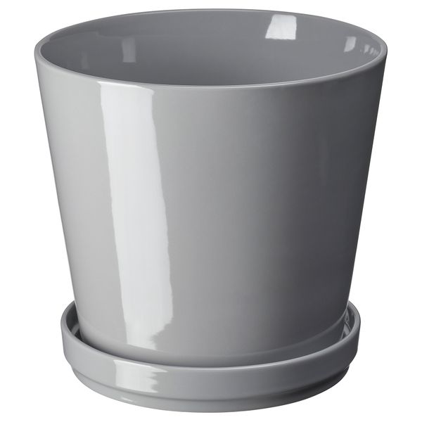 Горшок цветочный с поддоном, для дома, улицы серый, 19 см IKEA CITRUSFRUKT 105.108.31 - фото 1