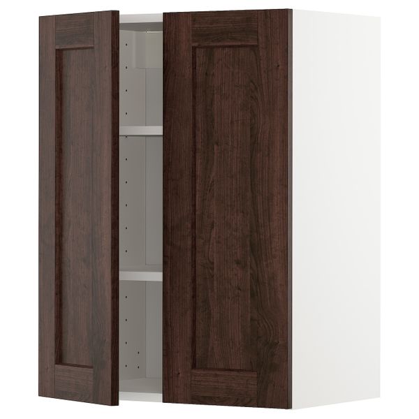 Навесной шкаф с полками/2дверцы, белый/Эдсерум коричневый 60x80 см IKEA METOD МЕТОД 193.020.50 - схема-чертеж с размерами
