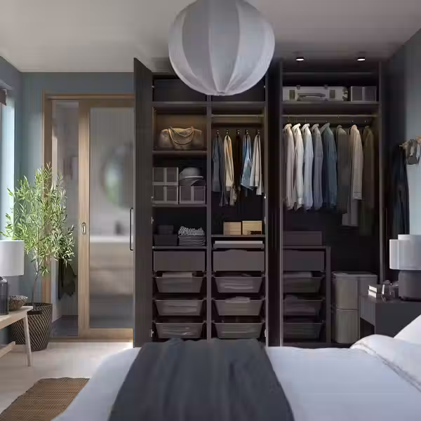 PAX / FORSAND Гардероб, комбинация - темно-серый/темно-серый 200x60x236 см - фото 3