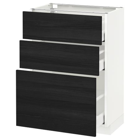 Напольный шкаф с 3 ящиками МЕТОД / МАКСИМЕРА, белый, Тингсрид черный