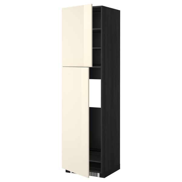 Высокий шкаф для холодильника, 2 дверцы МЕТОД, черный, Рингульт кремовый - схема-чертеж с размерами