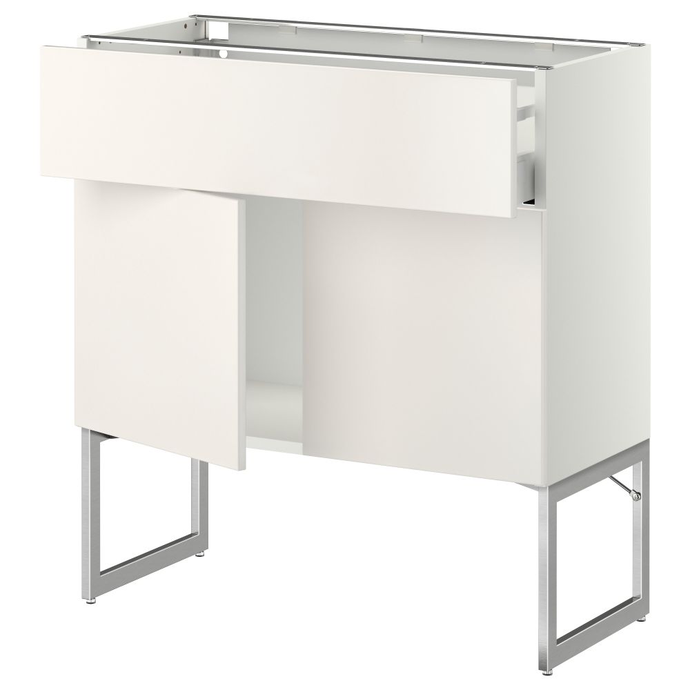 Напольный шкаф, полки, ящик, 2 двери МЕТОД / МАКСИМЕРА, белый, Веддинге белый - схема-чертеж с размерами