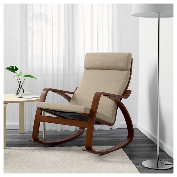 Кресло-качалка ПОЭНГ, классический коричневый, Исунда бежевый - фото 2