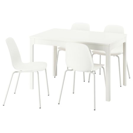 Стол и 4 стула, белый, белый белый, 120, 180 см IKEA LIDÅS, EKEDALEN ЛЕН ЭКЕДАЛЕН 595.704.23