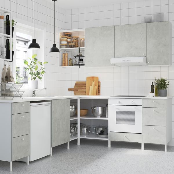 Угловая кухня, белый, под бетон IKEA BEGIVENHET БЕГИВЕНХЕТ 493.380.24 - фото 3