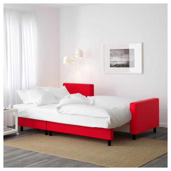 Диван-кровать с козеткой ЛУГНВИК, Гранон красный - фото 6