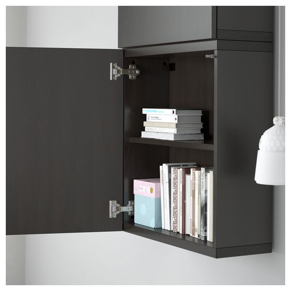 Навесной шкаф с 2 дверями БЕСТО, Лаппвикен черно-коричневый (60x20x128 см) - схема-чертеж с размерами