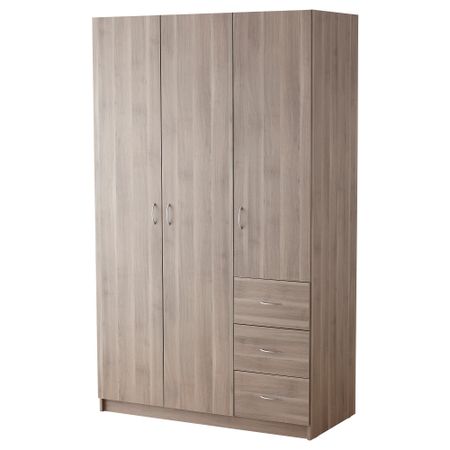 Гардероб с 3 дверцами + 3 ящика ТОДАЛЕН, серо-коричневый (120x202 см)