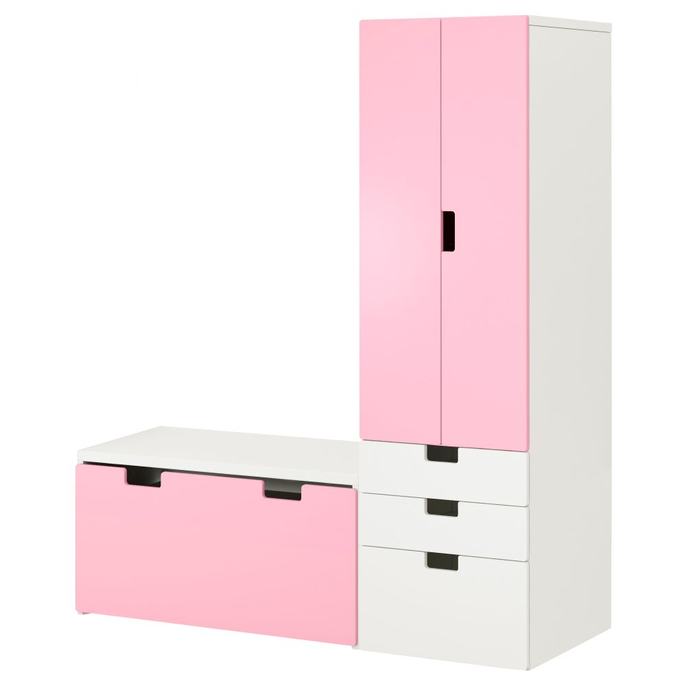 Комбинация для хранения со скамьей СТУВА, белый, розовый (150x50x192 см) - фото 1