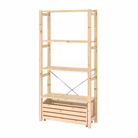 IVAR Стеллаж с ящиком - сосна 89x30x179 см