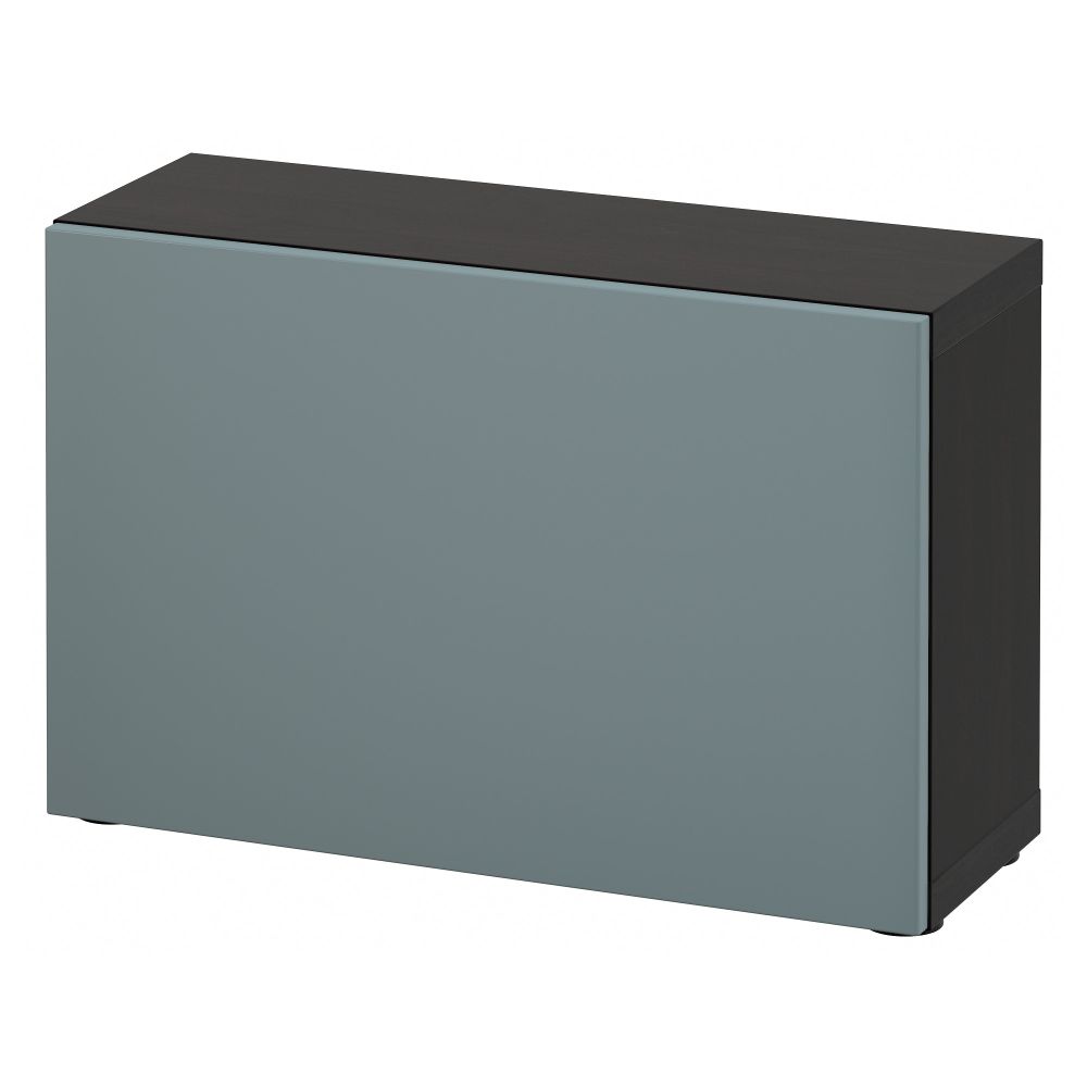 Стеллаж с дверью БЕСТО, черно-коричневый, Вальвикен серо-бирюзовый (60x20x38 см) - схема-чертеж с размерами