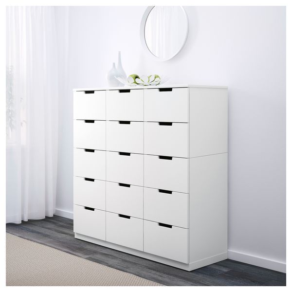 Комод с 15 ящиками НОРДЛИ, белый (120x120 см) - фото 2