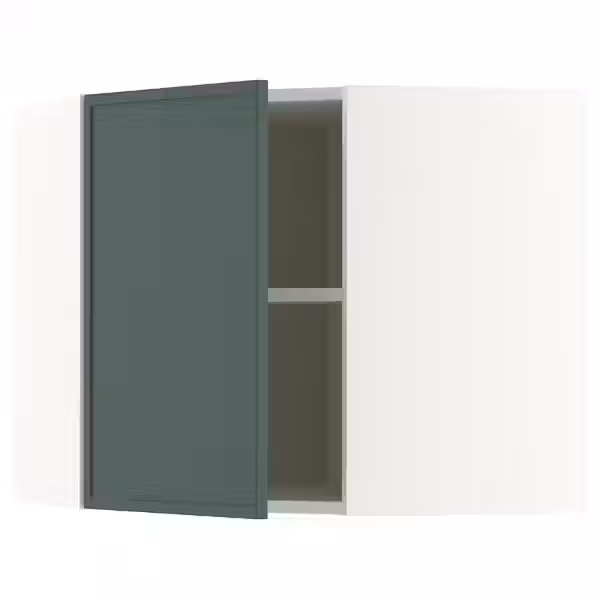 METOD Угловой навесной шкаф с полками - белый/Aspudden темный серо-зеленый 68x60 см - фото 1